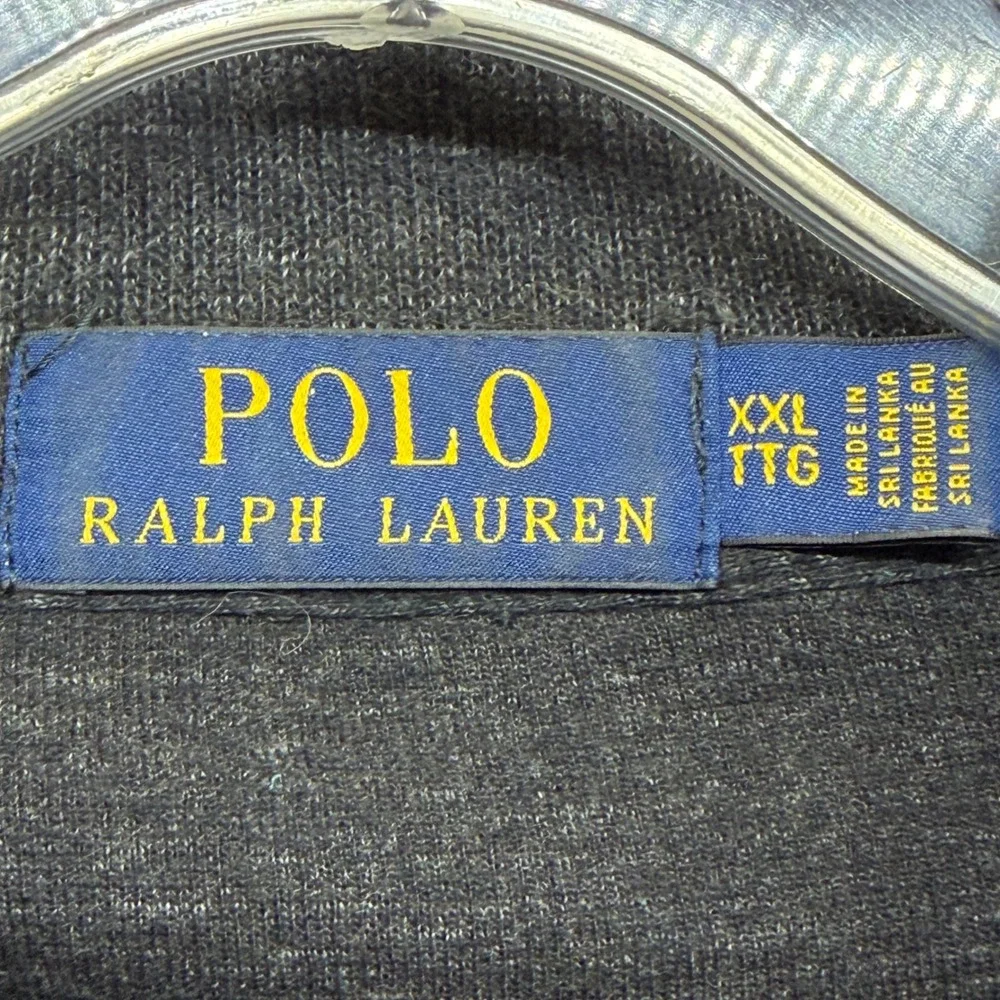 Polo Ralph Lauren Mens XXL Charcoal Gray Heather 1/4 Zip Cotton Pullover Sweater